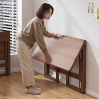 Bureau pliant en bois massif pour la maison et le bureau, sans assemblage, bureau d'étude et d'écriture, bureau à plateau épais, petit poste de travail, table de lecture pliable