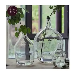 Большая напольная ваза в стиле бохо, ваза для гидропоники, прозрачная ваза с большим животом и бутоном