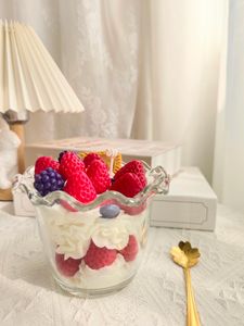 Glass <b>Cup</b> Dessert Scented Candle Simulation Fruit Yogurt Ice Cream Soy Wax Decor Gift - Product Image 2