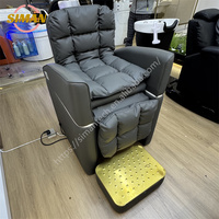 Fauteuil de shampooing électrique en cuir synthétique Siman, repose-pieds réglable, éponge haute densité, bac dissimulé - Salon commercial
