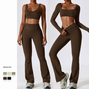 Ocio 3 piezas entrenamiento corto mujeres Lounge Wear conjuntos acanalado ecológico secado rápido transpirable estampado a prueba de golpes la desnudez es apretado - Product Image 1