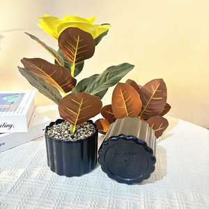 Magnolia artificielle à 9 feuilles, fleur unique, bonsaï 27 cm, pour décorations de bureau, plantes en pot - Product Image 3