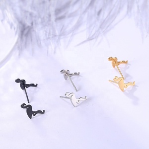 Animal <strong>Stud</strong> <strong>Earrings</strong> Deer Cat Flamingo Hedgehog Stainless Steel Gold Silver <strong>Black</strong> Mini <strong>Earring</strong> for Women - Product Image 6