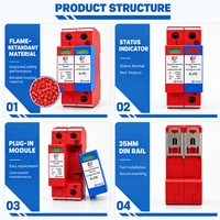 Parafoudre de type 2 40 kA 3P+N 230/400 V CA pour rail DIN, dispositif de protection contre les surtensions pour systèmes de panneaux de distribution TT TN-S
