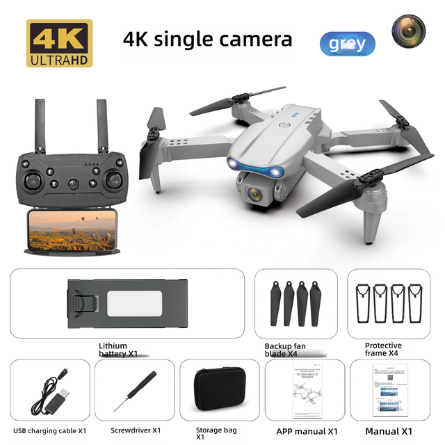 E99 Brushless Motor Drone Triple Camera 4K HD 3-Side Obstacle Avoidance Plastic Foldable Design AI Vision Recognition