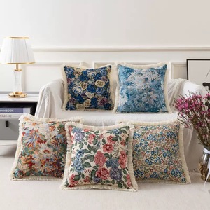 Estilo americano Retro Fronha Jacquard Borlas Floral Sofá Jogue Fronha Casa Decorativa Capa de Almofada Do Carro VP-TY1029 - Product Image 1