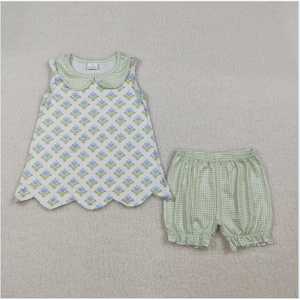 Ensemble Bloomier pour filles à carreaux verts et bord festonné GSSO2850 - Product Image 6