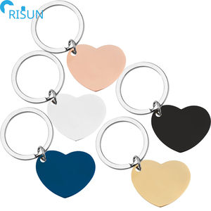 Hot Bán New Thép Không Gỉ Trống Keychain Bán Buôn Tùy Chỉnh Dog Tag Tình Yêu Vòng Cổ DIY Vuông Peach Tim Khắc Keychain - Product Image 2