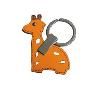 Wholesale 3D Custom cute giraffe fish fog cartoon leather Key chain