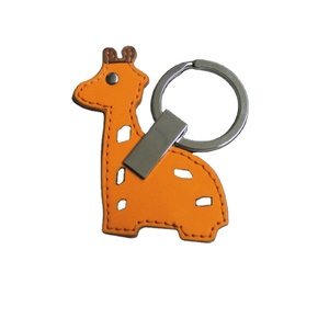 Porte-clés en cuir personnalisé en 3D, mignons bijoux de brouillard, girafe, dessin animé, vente en gros, - Product Image 1