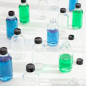<b>Small</b> <b>Glass</b> Bottle with Spiral Narrow Mouth, Transparent Body and Black Cap - Product Image 3