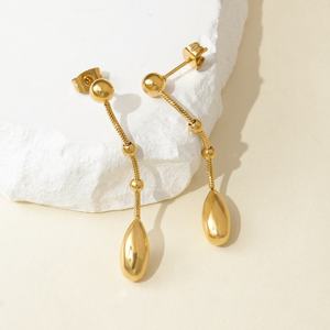 Boucles d'oreilles pendantes en forme de goutte d'eau en acier inoxydable plaqué or 14 carats, imperméables, bijoux de fête pour femmes, tendance - Product Image 4