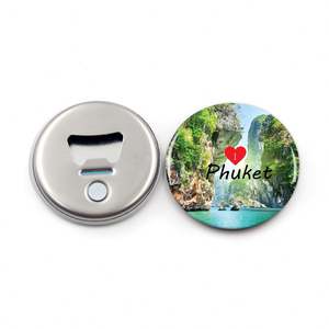 Décapsuleur aimanté personnalisé en fer blanc avec logo, souvenir de Phuket, Thaïlande, pour cadeaux - Product Image 1
