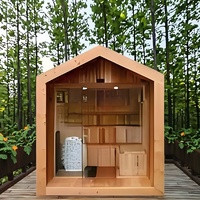 Bringslight Sauna Électrique Commercial de Luxe Moderne, à Vapeur Humide, Construction en Cèdre et Pruche, Finition Anti-UV, pour Villa et Extérieur