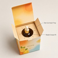 Boîte cadeau rigide en carton pliable avec impression personnalisée, motif agrumes, orange et menthe, pour sérum de soin et huile essentielle, emballage de luxe