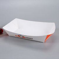 Individuell Bedruckte Einweg-Ölbeständige Lebensmittelgeeignete Papierbox Essenstablett Takeaway Kraftpapier Bootförmiges Tablett