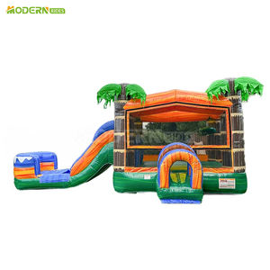 Brincolín Inflable Comercial con Tobogán <span class=keywords><strong>de</strong></span> Agua Tropical y Palmeras para Patio Trasero - Product Image 2