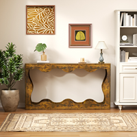 Table console en bois massif de luxe américaine |   Table de foyer rétro pour maison d'hôtes - Table d'appoint haut de gamme pour salon de villa, idéale pour la maison moderne