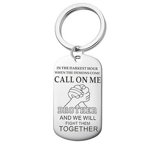 Pendentifs et Porte-clés en Acier Inoxydable pour Hommes, Thème Moto, Marque Fashion Motorcycle Brothers Dog, avec le Slogan 'DANS L'HEURE LA PLUS SOMBRE', Symbole d'Amitié - Product Image 3