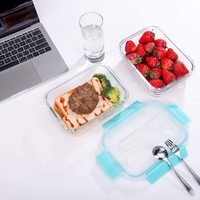 Récipients de stockage des aliments en verre, 3 paquets de 36 OZ avec couvercle à fermeture, boîte à Bento en verre pour les repas, contenants pour préparation de repas, 5 pièces
