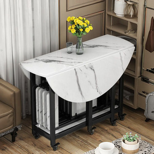 High-value, minimalist, multi-functional folding round dining <b>table</b> for small homes and apartments, suitable for living room - Product Image 1