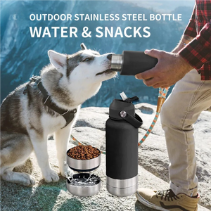 Botol Air Anjing 3 in 1 Grosir untuk Perjalanan Hewan Peliharaan, Tempat Makan Hewan Portabel untuk Luar Ruangan, Bahan Stainless Steel 304 Ramah Hewan Peliharaan - Product Image 2