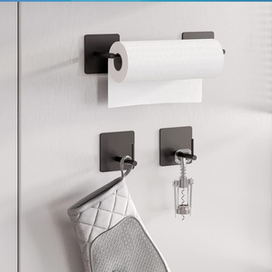 Từ giữ khăn giấy tủ lạnh Heavy Duty Wall Mount Hook chủ kim loại màu đen móc từ cho cuộc sống dễ dàng - Product Image 1