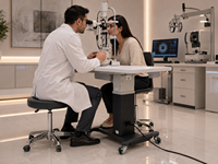 Electric Height Adjustable Medical Instrument Table TB-S250 Motorized Ophthalmology Slit Lamp Desk 80kg Load Capacity