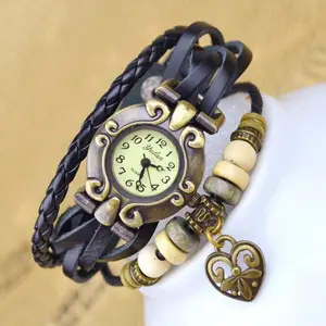 หนังนาฬิกาแฮนด์เมดวงกลมออกแบบแฟชั่นลูกปัดนาฬิกาย้อนยุคสำหรับผู้หญิง YU01