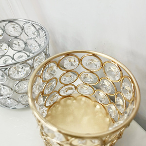 Portacandele in Cristallo per Tealight, Lanterne Decorative Oro e Argento, Vaso per Cosmetici, Portapenne per Decorazione da Tavolo - Product Image 5