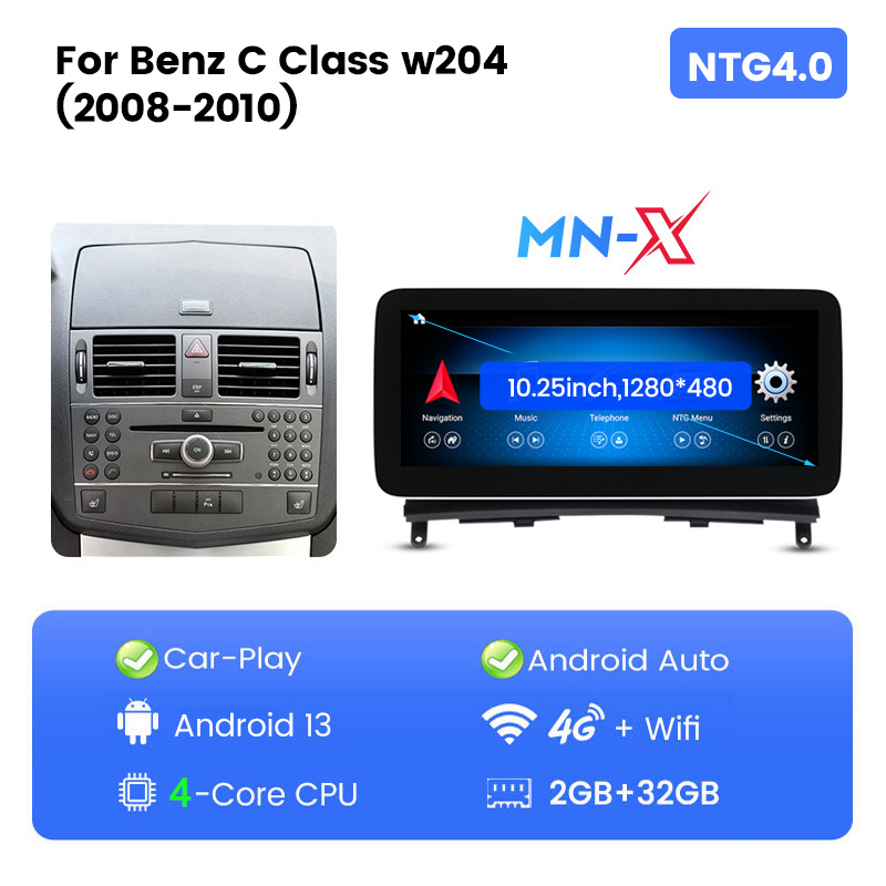 Navifly MNX Android 11 Car Stereo for Benz C W204 (2008-2010