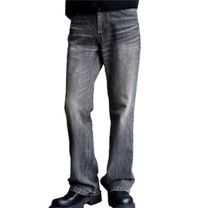Wholesale Lack and Grey Stone-washed Classic Straight-leg <b>Jeans</b> for <b>Men</b> Slightly Flared Faded Washed <b>High</b> <b>Waist</b> <b>Jeans</b> for <b>Men</b> - Product Image 1