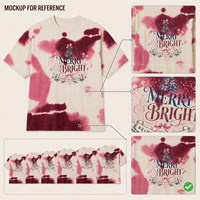 Kaos Rajut Katun Bernapas Motif Natal Custom Tie Dye, Kaos Grafis Liburan OEM Label Pribadi, Pakaian Musiman untuk Acara Grup