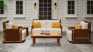 Forta Contemporary Teak Waterproof Outdoor Lounge <b>Sofa</b> Set for Hotel & Villa Use - Product Image 3