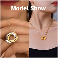 Nouveaux arrivages Collier anneau cercles imbriqués personnalisé Collier anneau de mariage russe Collier triple anneau Collier en acier inoxydable