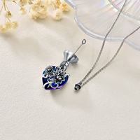 Bijoux commémoratifs pour femmes Collier en argent sterling 925 avec fleurs de lotus, cendres de crémation et urne en cristal