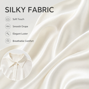 <b>Silk</b> V-Neck Shirt <b>Cardigan</b> Thin Blouse Custom Logo Premium Soft Breathable Elegant Women's Summer Top - Product Image 3