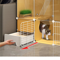 Cages d'intérieur pour chats Maison Salon Balcon Clôture pour animaux de compagnie avec toilette Bac à litière Villa pour chats Cage pour animaux de compagnie