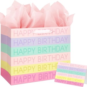 Bolsas de regalo al por mayor para cumpleaños, bolsas de papel con logo personalizado, bolsas de regalo de lujo para minoristas, empaques de regalo para pequeños negocios, bolsas más vendidas - Product Image 1