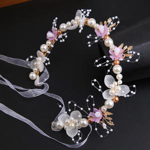 إكليل للزفاف للفتيات المواكبة للموضة الجميلة تاج الزفاف المزين بالزهور عصابة رأس إكليل زفاف عروس حفلات الأطفال عصابة رأس نسائية - Product Image 4