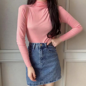 Pull à col roulé pour femmes Automne Chemise à manches longues Pullover Slim Korean Simple Basic Solid Color Tops Cheap Jumper <span class=keywords><strong>T</strong></span> <span class=keywords><strong>Shirt</strong></span> Women - Product Image 3