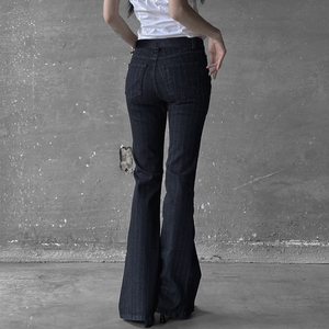 Nouveau pantalon femme 2025 coupe droite mi-plate respirant écologique vintage patchwork en polyester/coton délavé à la pierre - Product Image 6