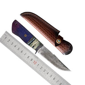 Şam bıçak sabit bıçak bıçaklar yürüyüş avcılık açık Survival bıçaklar deri çantası ile - Product Image 2