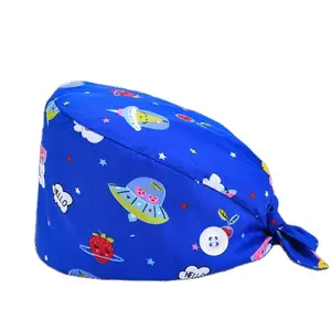 Cartoon Printed Nursing Scrub Comfort Fit Hats Medical and Operating Room Hats Sweat Absorbent Spa Beauty Salon Pet Doctor Hats