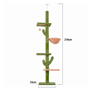 Arbre à gratter moderne en forme de cactus vert, multi-niveaux, en sisal, fabriqué en usine certifiée BSCI - Product Image 2