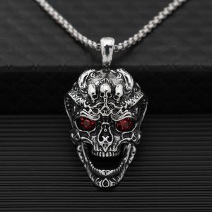 2025 yeni yaratıcı Punk Retro kafatası uzun zincir kolye çinko alaşım erkekler Hip Hop kolye - Product Image 6