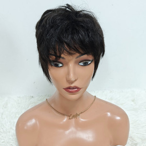 $13 Promotion Silk Based Lace Machine Made Short Cut <b>Wigs</b> 100% Human Hair Hot Selling Style Short Pixie <b>Wigs</b> For Black Woman - Product Image 1