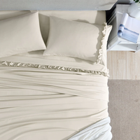 Ensemble de draps de lit Queen en microfibre douce 90 g/m² - 100 % polyester, ourlet à volants, literie 4 pièces avec taies d'oreiller