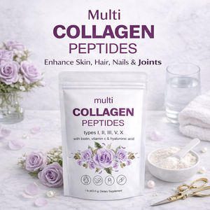 <span class=keywords><strong>Poudre</strong></span> de peptides de collagène multi-types I II III V X avec biotine, vitamine C, acide hyaluronique, complément alimentaire de 1 lb - Product Image 4