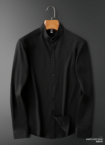 Camisa de franela informal para hombre, lana marrón, cálida, gruesa, cuello alto, Logo impreso, tela de sarga de algodón y poliéster antiarrugas - Product Image 2